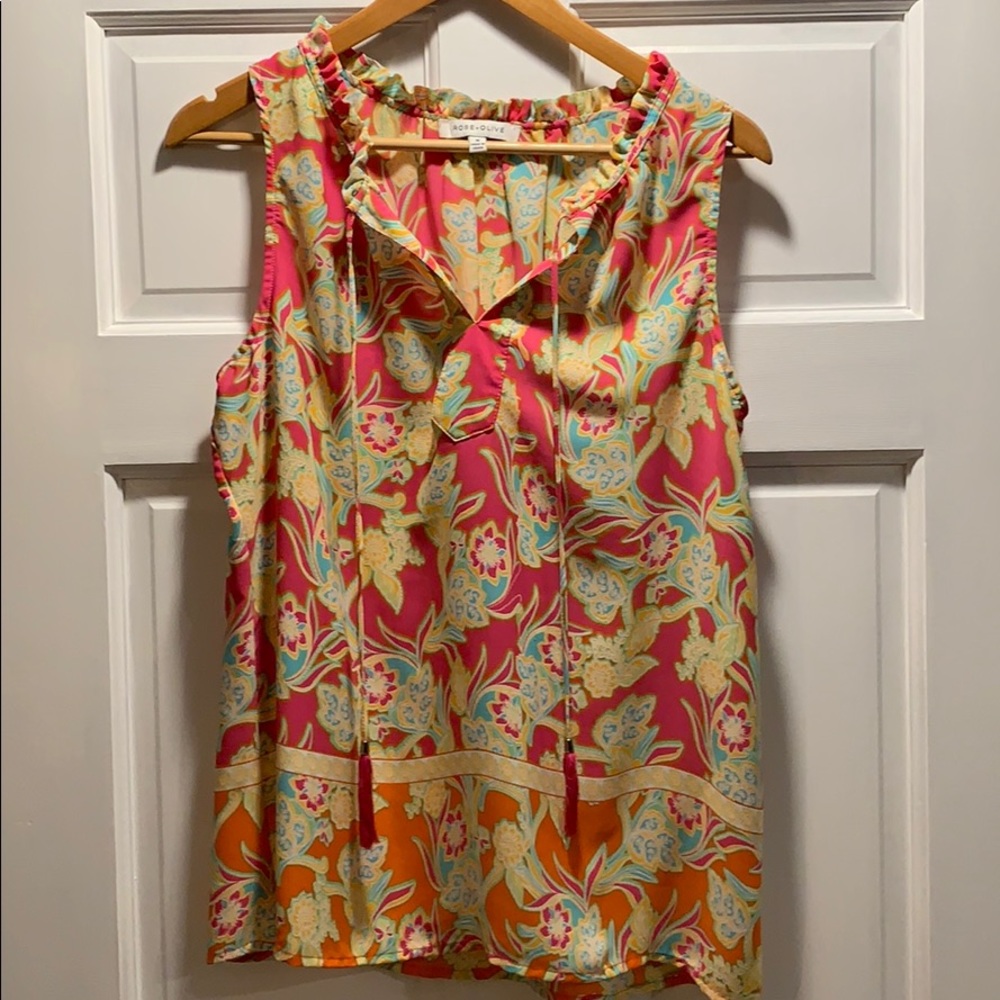 Floral Feminine Rose & Olive Tank